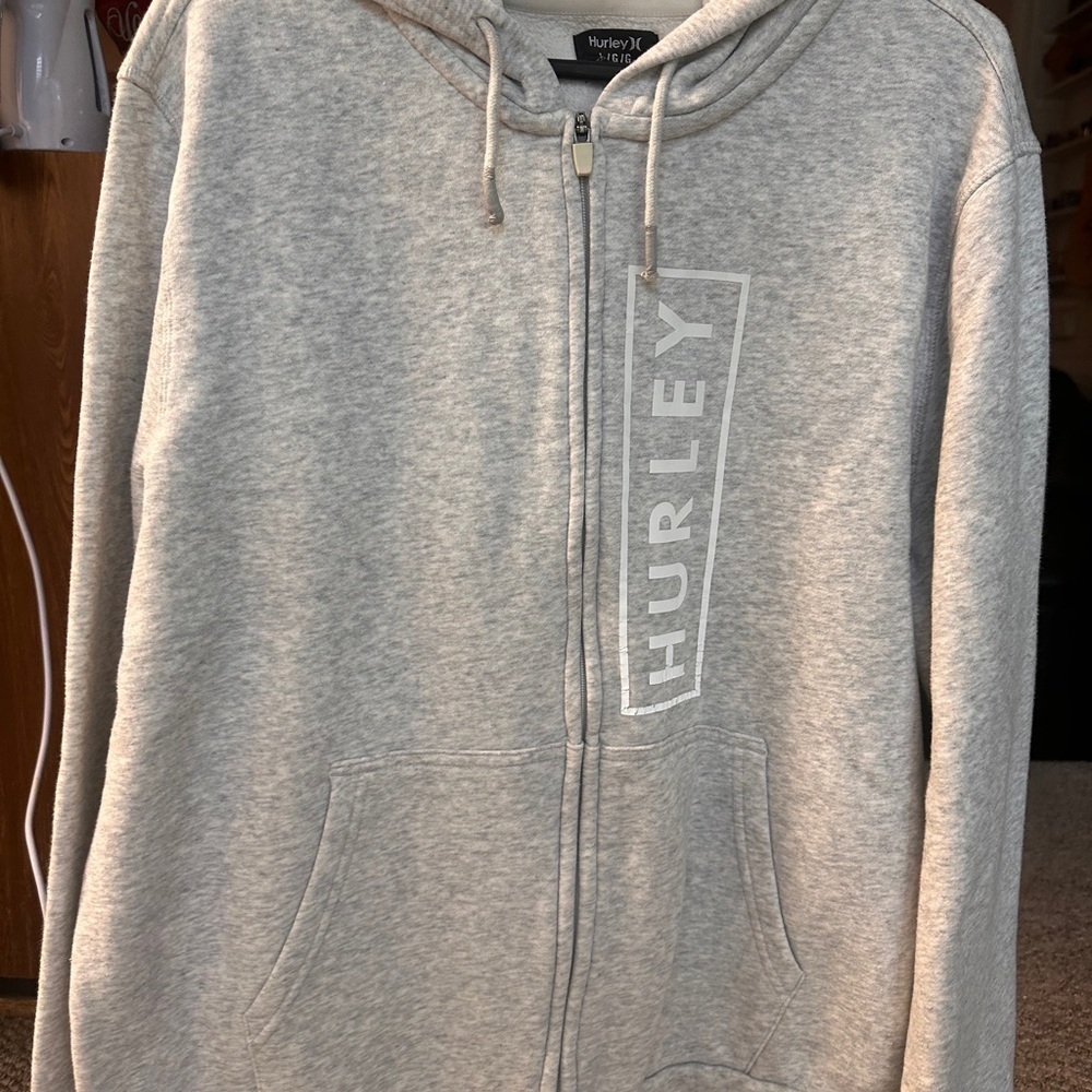 Hurley Light Gray Fleece-Lined Hoodie